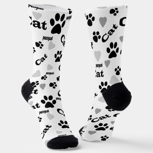 Cat tracks, trail, cat, animals socks (Angled)