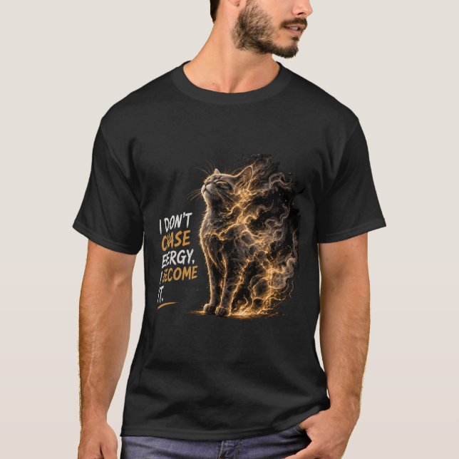 Cat Transforms Into Energy Smoke Art T-Shirt (Front)