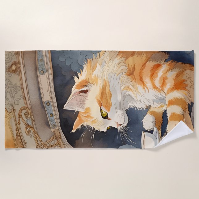 Cat Traveller  Beach Towel (Front)