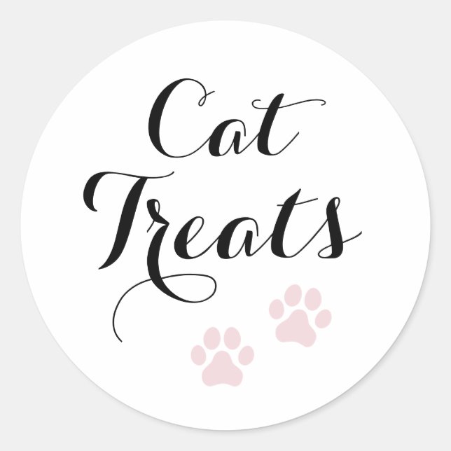 Cat Treats Calligraphy Favour Classic Round Sticke Classic Round Sticker (Front)