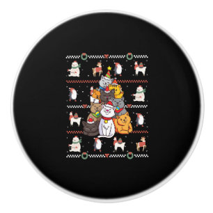 Cat Tree Christmas Ceramic Knob