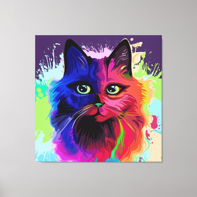 Cat Trippy Psychedelic Pop Art  Canvas Print (Front)