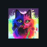 Cat Trippy Psychedelic Pop Art  Canvas Print<br><div class="desc">Psychedelic Trippy Pop Art Cat Portrait on Colorful Paint Splatters. Original Vector IllustrationCopyright BluedarkArt TheChameleonArt.</div>