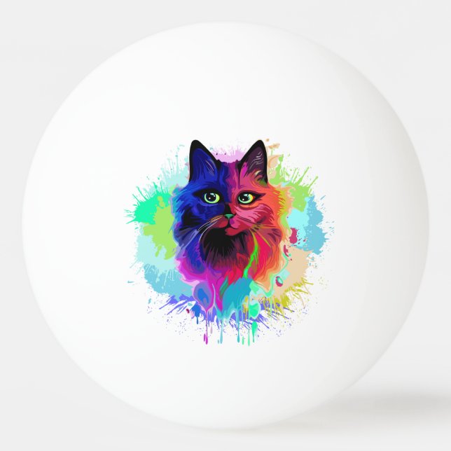 Cat Trippy Psychedelic Pop Art  Ping Pong Ball (Front)