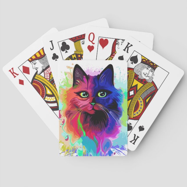 Cat Trippy Psychedelic Pop Art  Playing Cards (Back)
