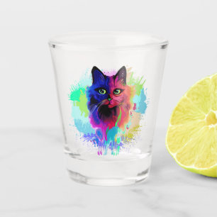 Cat Trippy Psychedelic Pop Art  Shot Glass