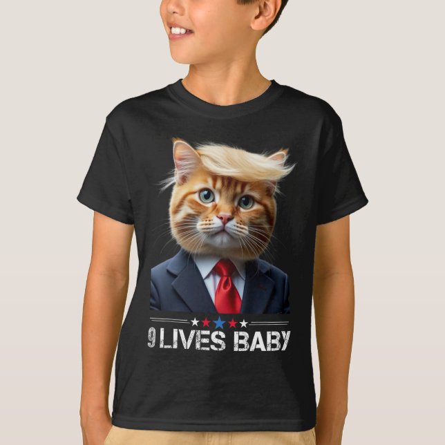 Cat Trump 9 Lives Ba1funny Trump Meme  T-Shirt (Front)