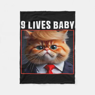 Cat Trump 9 Lives Ba Funny Trump Meme  Fleece Blanket