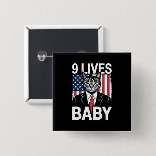 Cat Trump 9 Lives Baby Funny Trump Cat 15 Cm Square Badge