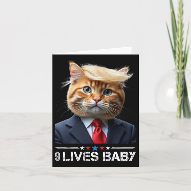 Cat Trump 9 Lives Baby Funny Vote For Trump Cats 2 Card (Front)