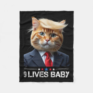 Cat Trump 9 Lives Baby Funny Vote For Trump Cats 2 Fleece Blanket