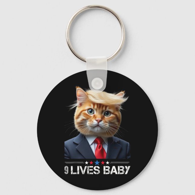 Cat Trump 9 Lives Baby Funny Vote For Trump Cats 2 Key Ring (Front)