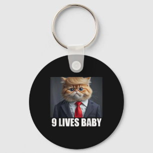Cat Trump 9 Lives Baby Key Ring