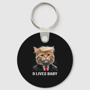 Cat Trump 9 Lives Baby Trump 2024 Win Victory Winn Key Ring