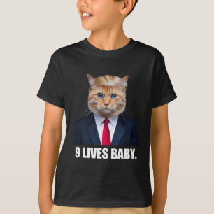 Cat Trump 9 Lives Baby Trump 2024 Win Victory Winn T-Shirt