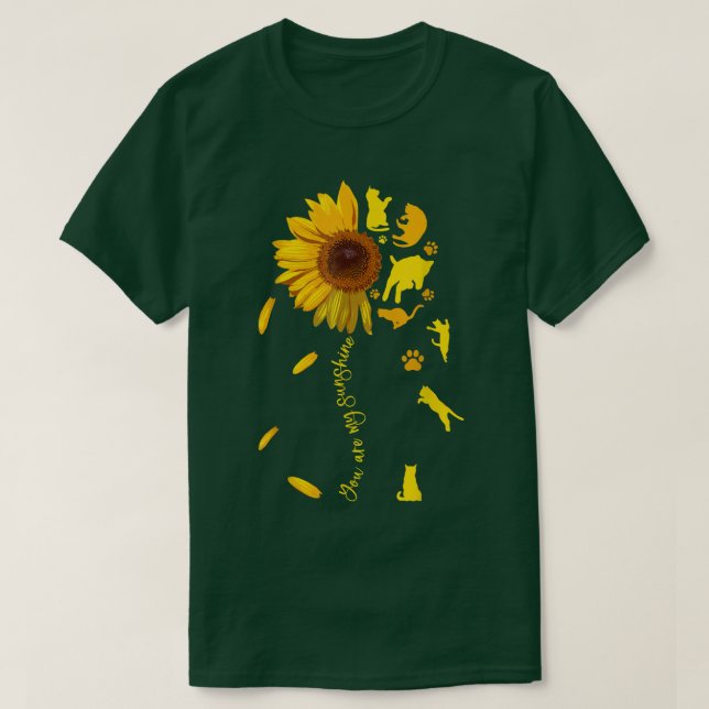 Cat Tshirt, Cat Lover , Cat Sunflower , Cat Flower T-Shirt (Design Front)