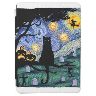 Cat Tshirt, Scary Night Cat Tee, Van Gogh Gifts Ha iPad Air Cover