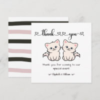 Cat Twin Boy Girl Baby Shower Thank You Card