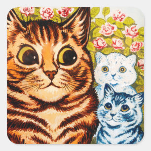 Cat & Two Kittens by Louis Wain Sticker Sheet