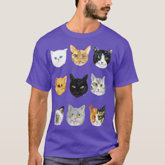 Cat types breed face Painting T-Shirt