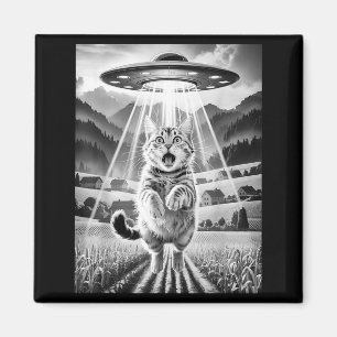 Cat Ufo Alien Abduction Funny Graphic Tees Men Wom Magnet