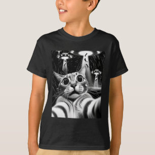 Cat Ufo Invasion _ Funny Cat Meme Retro Alien Cat  T-Shirt