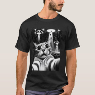 Cat UFO Invasion Funny Cat Meme Retro Alien Cat UF T-Shirt