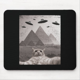 Cat Ufo Meme - Funny Cat Selfie With Ufos  Mouse Pad