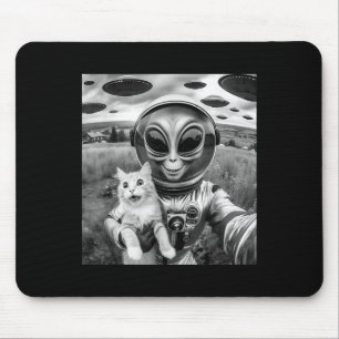 Cat Ufo Selfie Cat Alien Abduction Funny Cat Gifts Mouse Pad