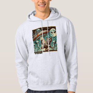 Cat UFO Selfie: Vintage Invasion (Men's Hoodie) Hoodie