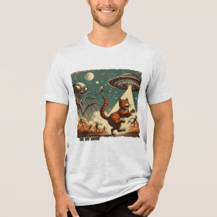 Cat UFO Selfie: Vintage Invasion (Men's T-shirt) Tri-Blend Shirt