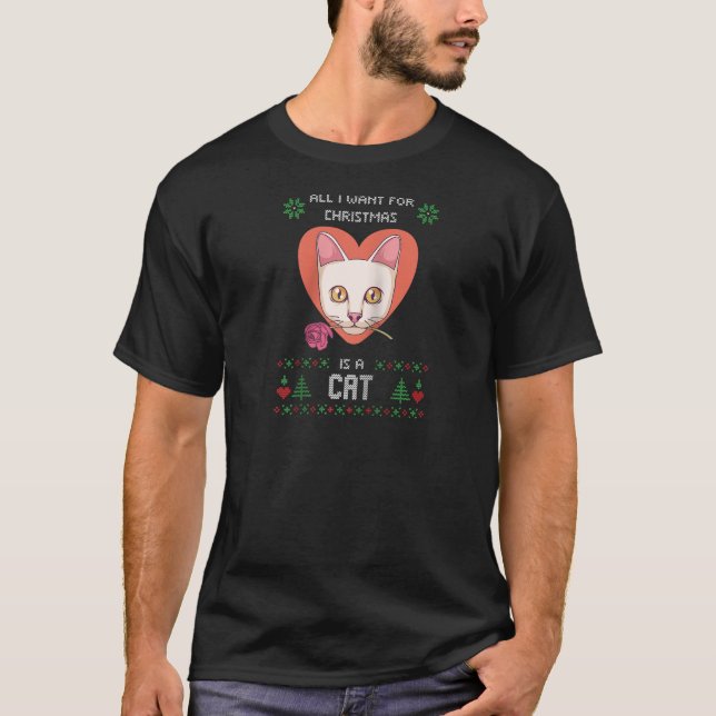 Cat Ugly Christmas Sweater Cat Love Heart Ugly Swe (Front)