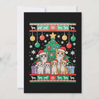 Cat Ugly Christmas Tree Lights Xmas Holiday Card