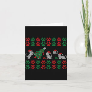 Cat Ugly Sweater Pattern Christmas Knitting  Card