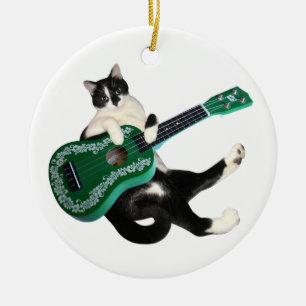Cat Ukulele Ceramic Tree Decoration