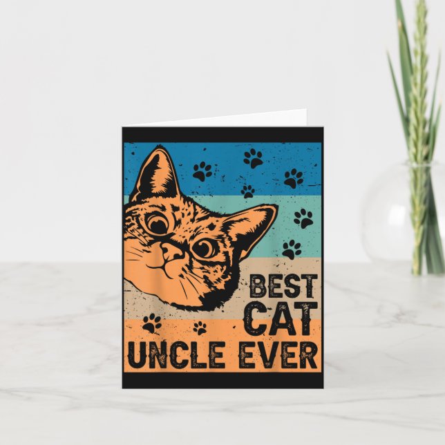 Cat Uncle Funny Kitten Tabby Whiskers Pet Owner Card (Front)