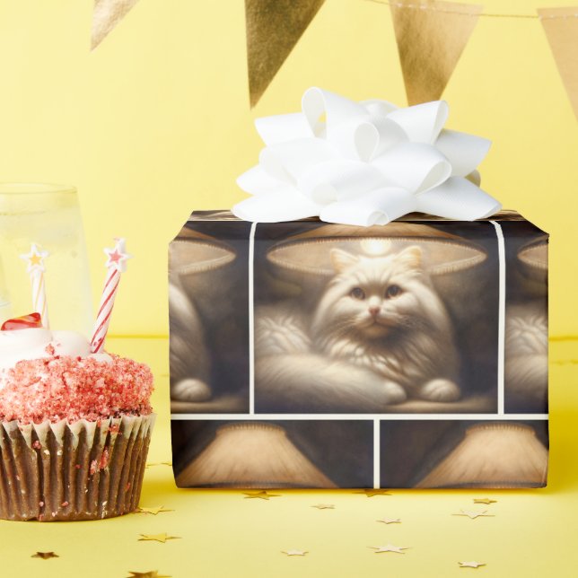 Cat Under a Lampshade Painting Wrapping Paper (Birthday Party)