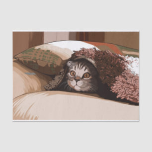 cat under blanket tissue paper