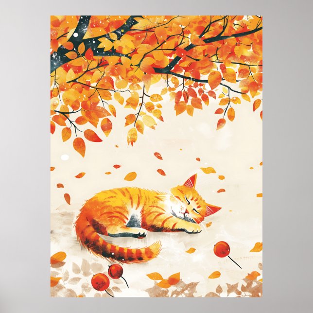 Cat Under Leaves,Cosy Autumn Decor art,Fall Home (Front)