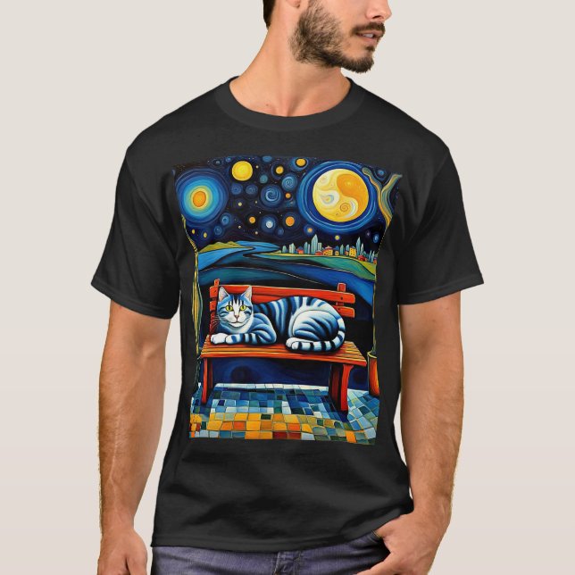 Cat under the stars 4 T-Shirt (Front)