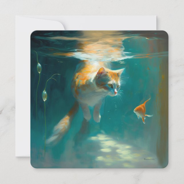 Cat Underwater Watches Fish - CARD (Front)