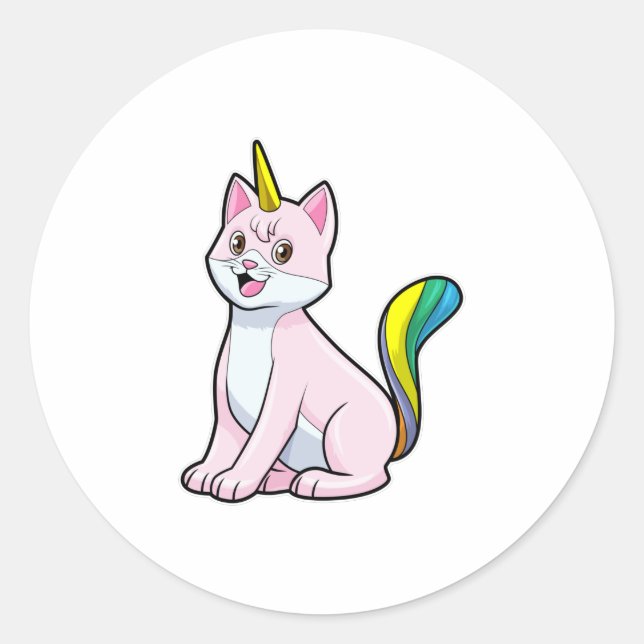 Cat Unicorn Classic Round Sticker (Front)