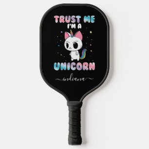 Cat Unicorn Cute Birthday Personalised Script Pickleball Paddle