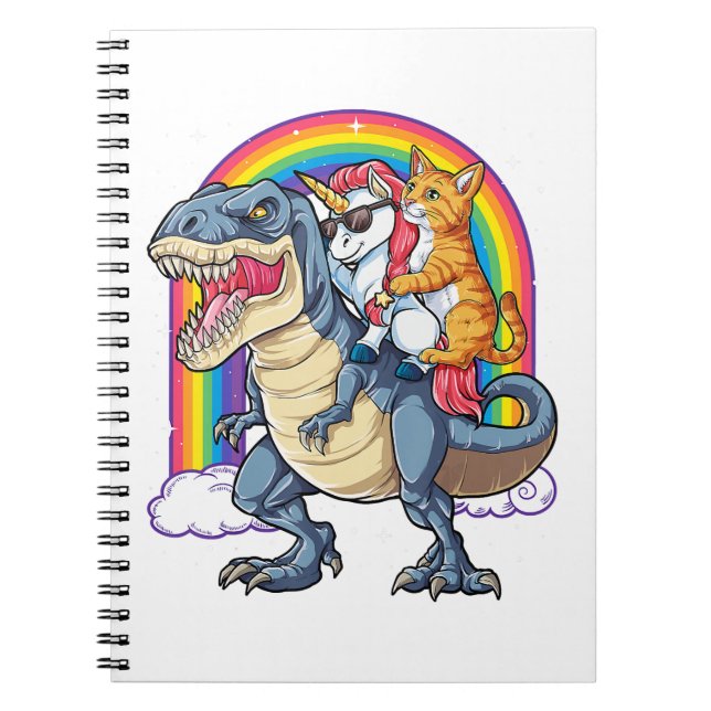 Cat Unicorn Dinosaur T rex Kitten lover Notebook (Front)
