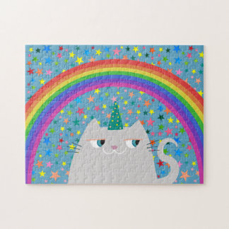 Cat Unicorn Puzzle Rainbow Stars Cute Gift