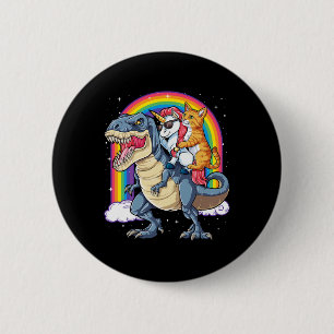 Cat Unicorn Riding Dinosaur T Rex Kitten Lover Spa 6 Cm Round Badge