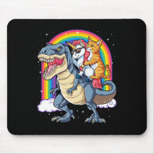 Cat Unicorn Riding Dinosaur T Rex Kitten Lover Spa Mouse Pad