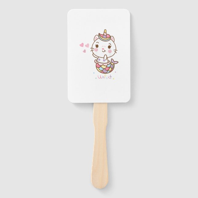 Cat Unicorn shirt - Unicat Mermaid Cat I believe i Hand Fan (Front)