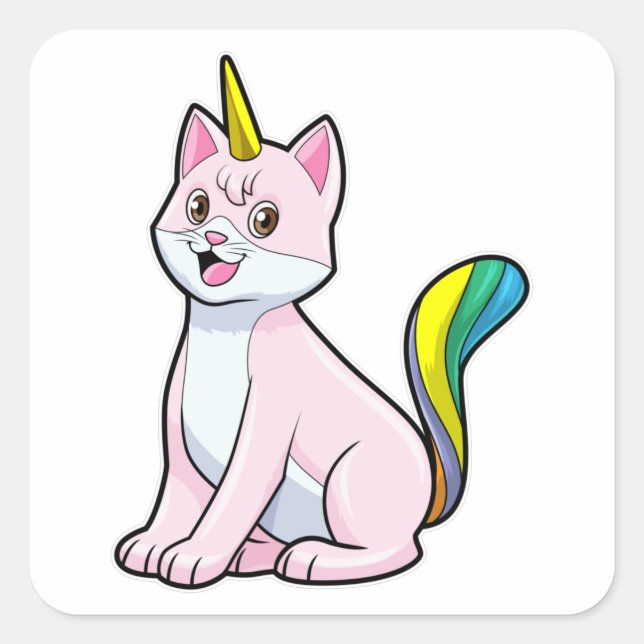 Cat Unicorn Square Sticker (Front)