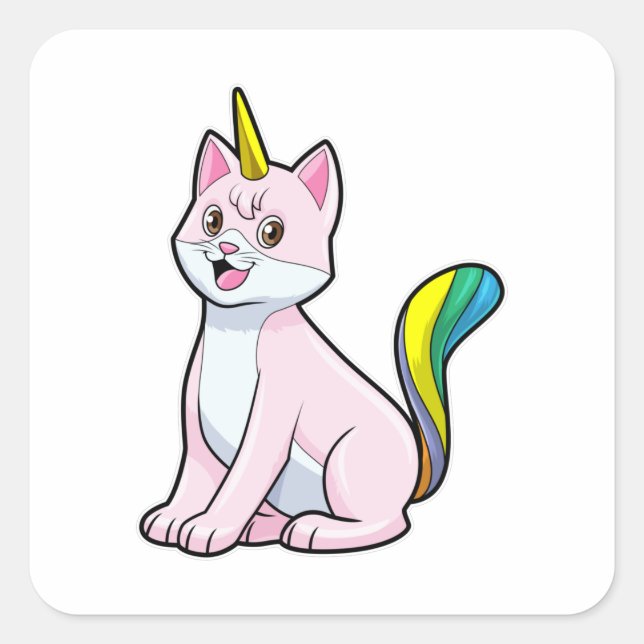 Cat Unicorn Square Sticker (Front)